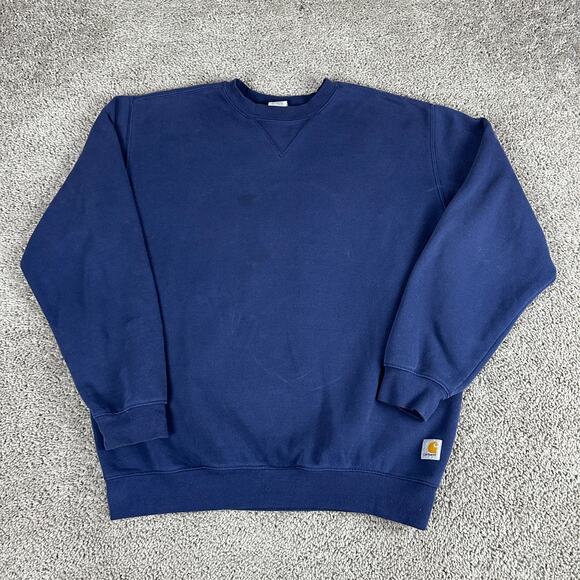 Carhartt Sweatshirt Mens Large Blue Loose Fit Midweight Crewneck Pullover - Picture 1 of 12